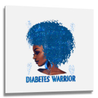 Black Woman Afro African Type 1 Diabetes Warrior Ribbon Blue T Shirt Metal Print Square | Artistshot