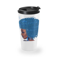 Black Woman Afro African Type 1 Diabetes Warrior Ribbon Blue T Shirt Travel Mug | Artistshot