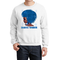 Black Woman Afro African Type 1 Diabetes Warrior Ribbon Blue T Shirt Crewneck Sweatshirt | Artistshot