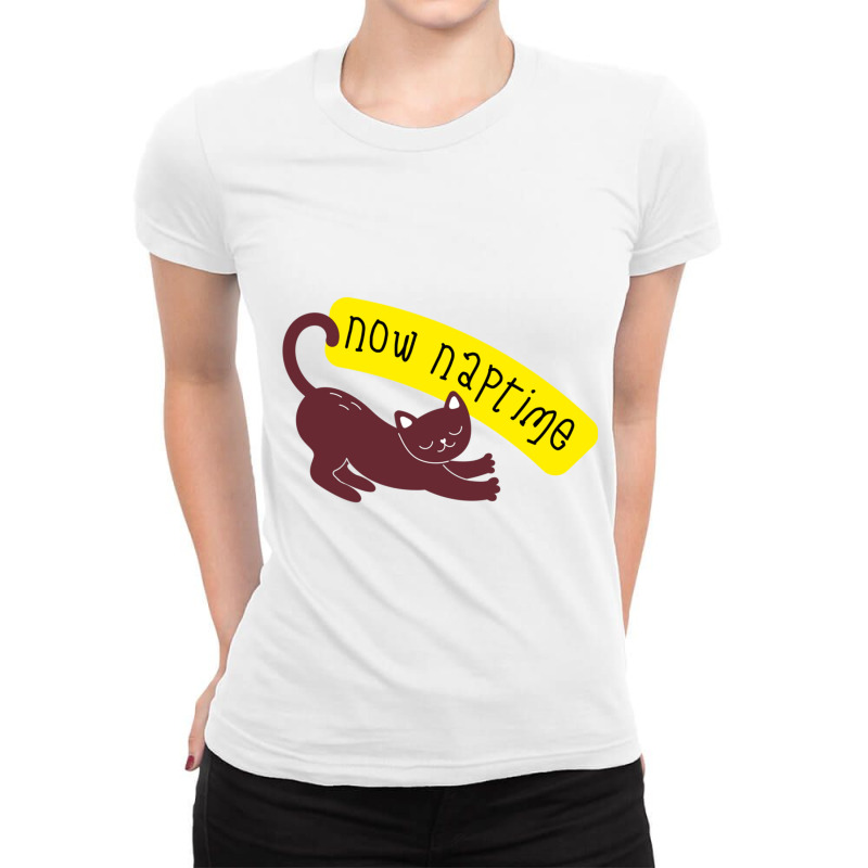 Cat And Dog Naptime Is My Happy Hour Ladies Fitted T-Shirt by GREGUFFMAN | Artistshot