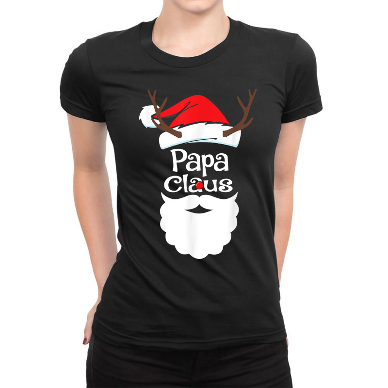 Papa Claus Christmas Pajama Family Matching Xmas Light T Shirt Ladies Fitted T-Shirt by rowenapas5d | Artistshot