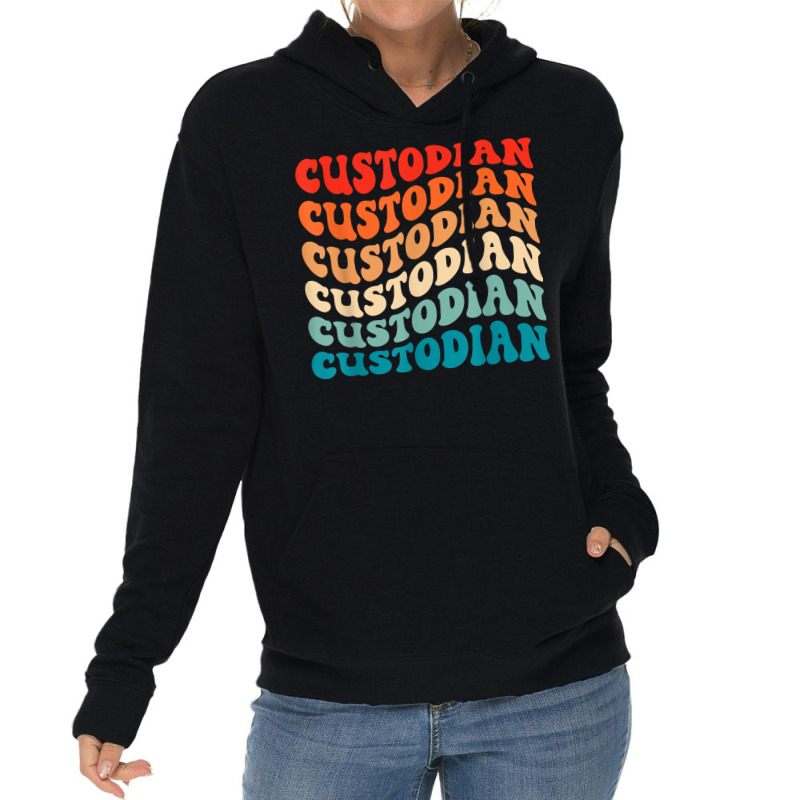 Retro Groovy Custodian 70s Vintage Funny Boho Hippie Wavy T Shirt Lightweight Hoodie | Artistshot