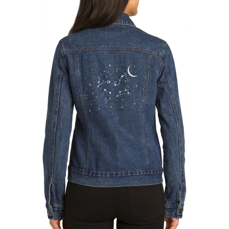 Stargazing Constellation Astronomy Lover Gift Ladies Denim Jacket by LilyWillis | Artistshot