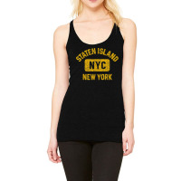 Staten Island Nyc Gym Style Distressed Amber Print Racerback Tank | Artistshot