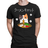 Ramen Cat (tortoiseshell, White Text) T-shirt | Artistshot