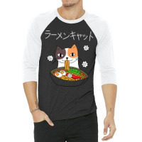 Ramen Cat (tortoiseshell, White Text) 3/4 Sleeve Shirt | Artistshot