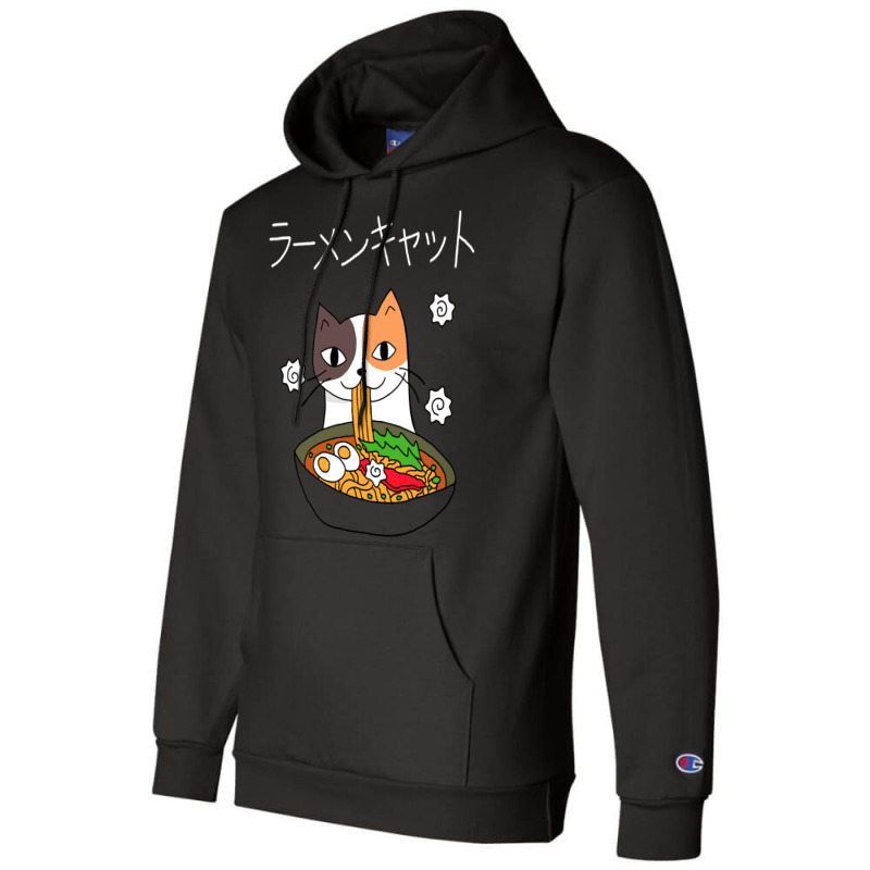 Ramen Cat (tortoiseshell, White Text) Champion Hoodie by JohnDavidMay | Artistshot