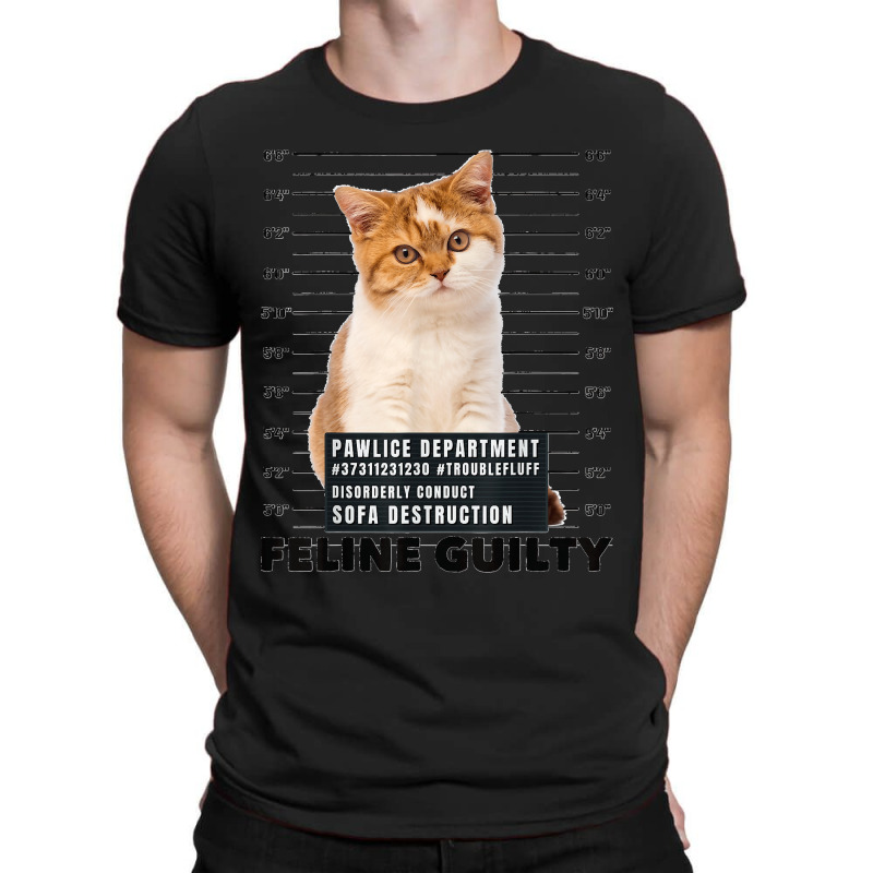 Funny Cat Feline Guilty Guilty Cat Pawlice Dept Mugshot T-shirt | Artistshot