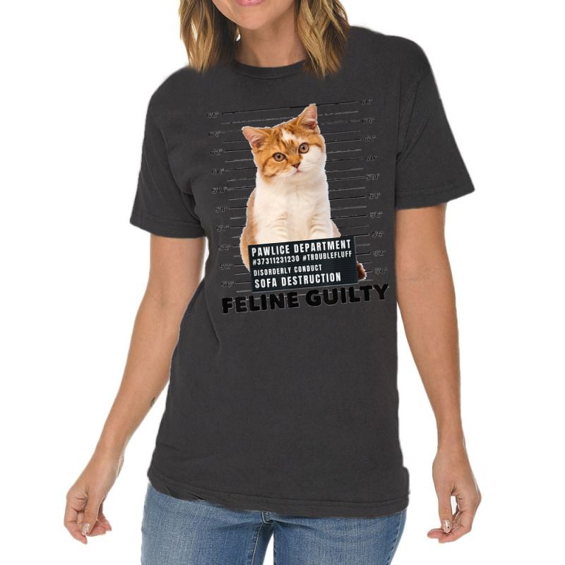 Funny Cat Feline Guilty Guilty Cat Pawlice Dept Mugshot Vintage T-shirt | Artistshot