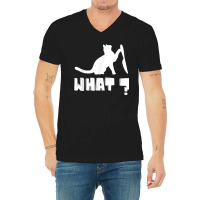 Funny Cat With A Knief What Cool Typography Design Funny V-neck Tee | Artistshot