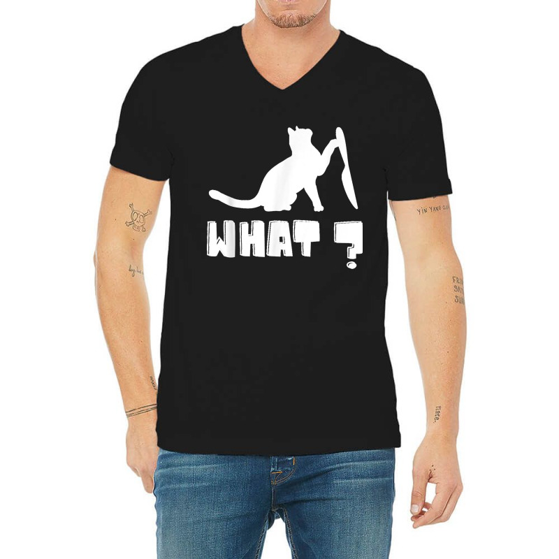 Funny Cat With A Knief What Cool Typography Design Funny V-neck Tee | Artistshot