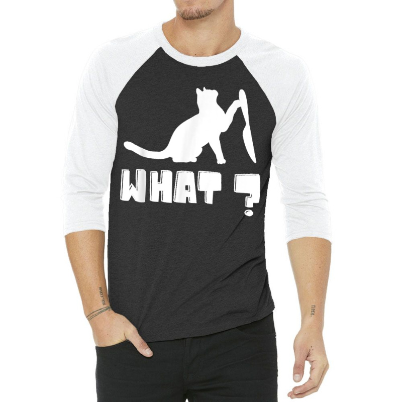 Funny Cat With A Knief What Cool Typography Design Funny 3/4 Sleeve Shirt | Artistshot