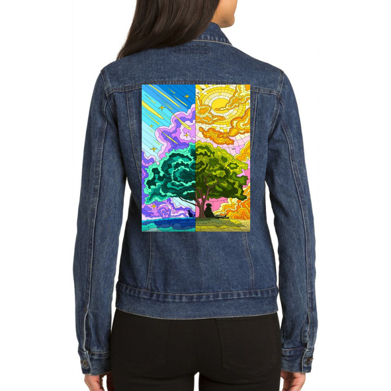 Exploring Artwork Nature, Outdoor  Nigh , Morning  Nature Lovers Ladies Denim Jacket by Mathew Rodden | Artistshot