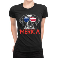 Merica German Shorthaired Pointer American Flag Ladies Fitted T-shirt | Artistshot