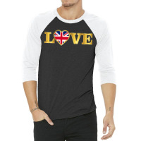 United Kingdom Flag British Great Britain Uk Heart Premium 3/4 Sleeve Shirt | Artistshot