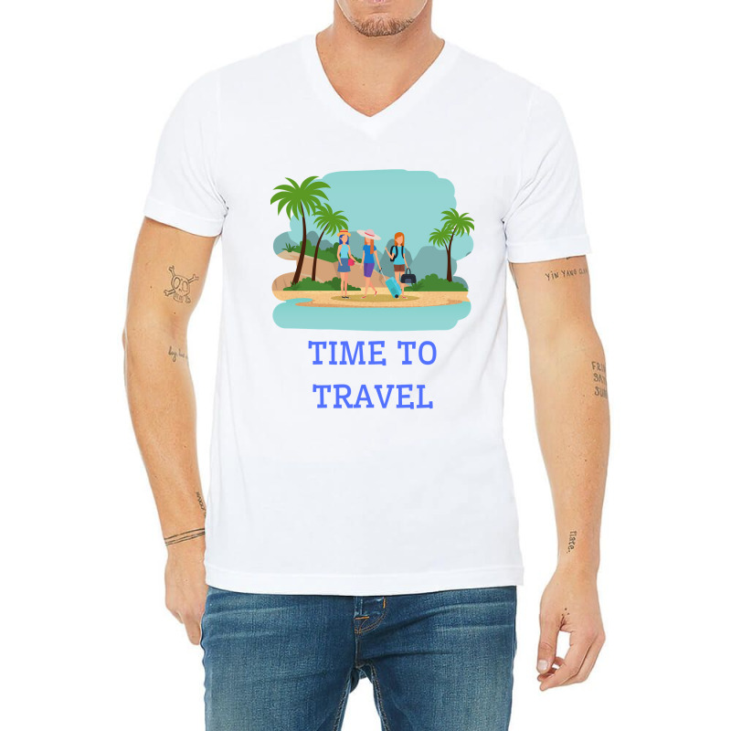 Girls Its Time To Travel V-Neck Tee by Mathew Rodden | Artistshot