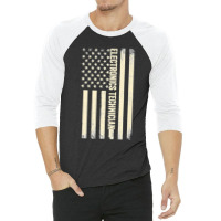 Usa Flag Technician Proud American Electronics Technician Premium 3/4 Sleeve Shirt | Artistshot