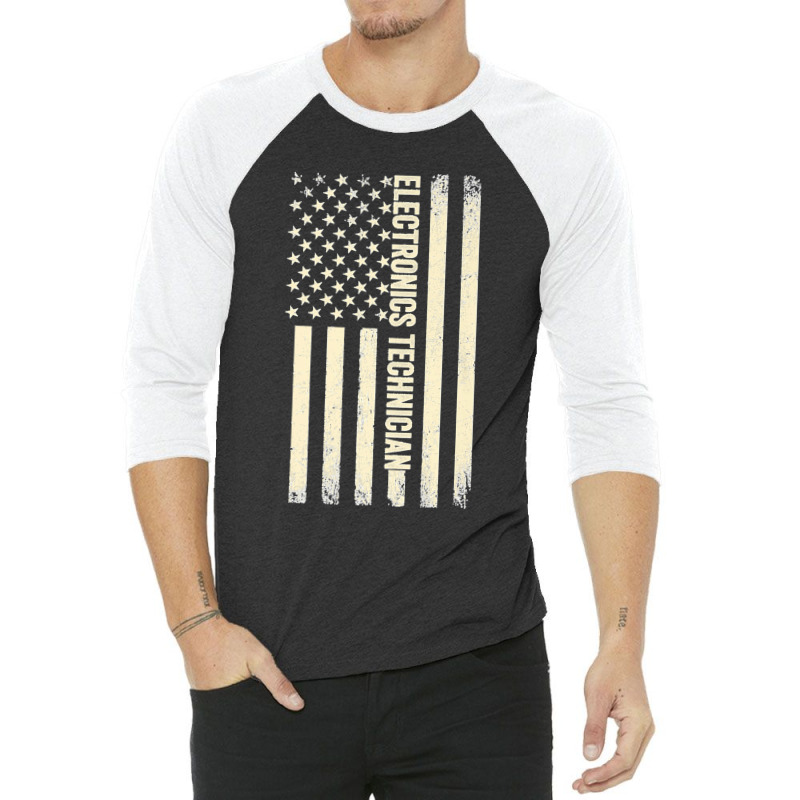 Usa Flag Technician Proud American Electronics Technician Premium 3/4 Sleeve Shirt by TROYHADLEYTRAVIS | Artistshot