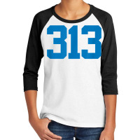 Detroit 313 Area Code   Grit   Sports Fan   Detroiter Fan T Shirt Youth 3/4 Sleeve | Artistshot