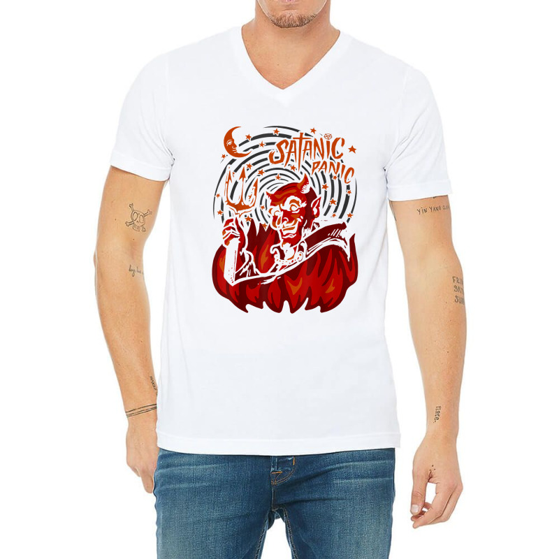 Satanic Panic Creepy Devil V-Neck Tee by JaronKennedy | Artistshot