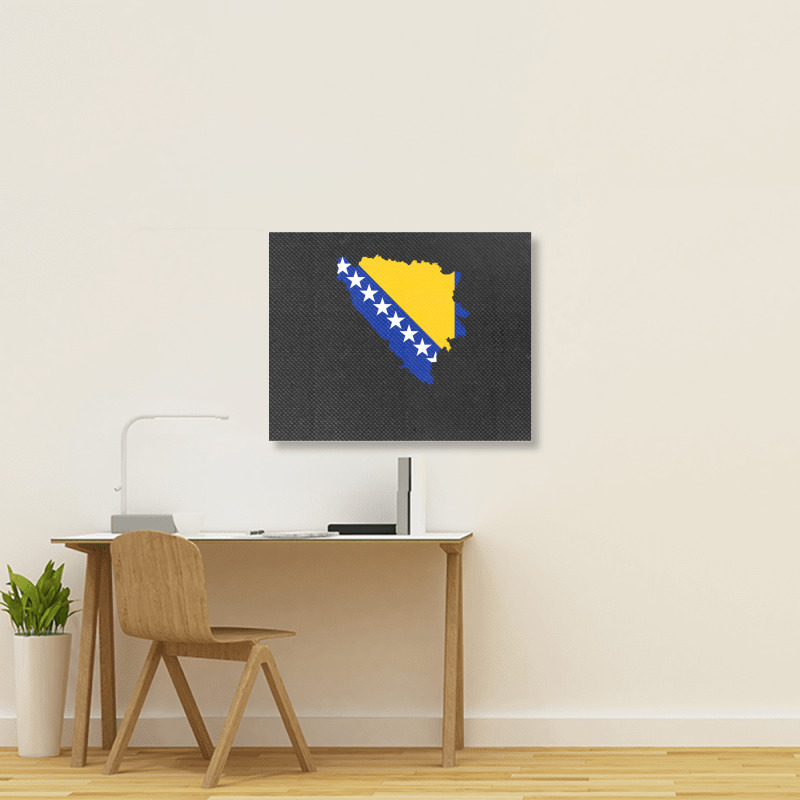 Flag Map Of Bosnia And Herzegovina Landscape Canvas Print | Artistshot