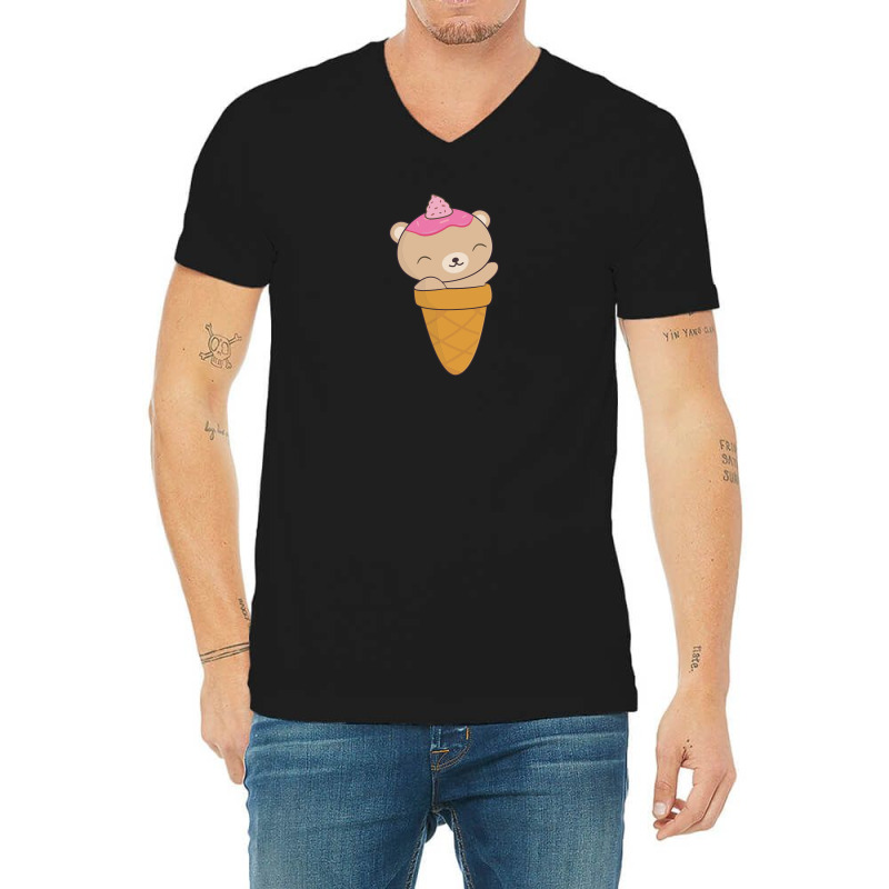 Brown Bear Ice Cream Cone V-neck Tee | Artistshot