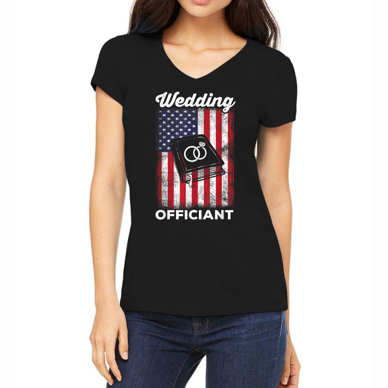 Us Flag  Ordained Minister  Pastor  Wedding Officiant T Shirt Women's V-Neck T-Shirt by hin | Artistshot