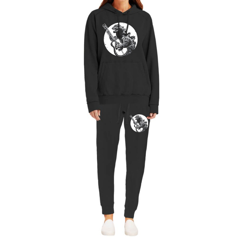 Dinosaur Playing Guitar Cool Hoodie & Jogger Set | Artistshot