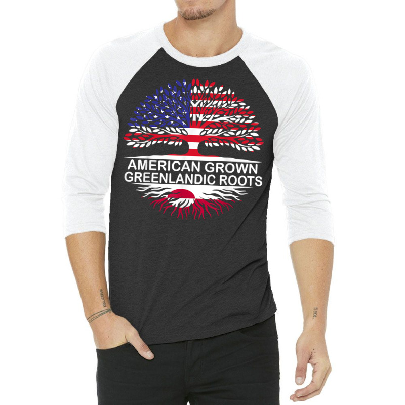 Usa & Greenland Flags Tee American Grown Greenlandic Roots T Shirt 3/4 Sleeve Shirt | Artistshot