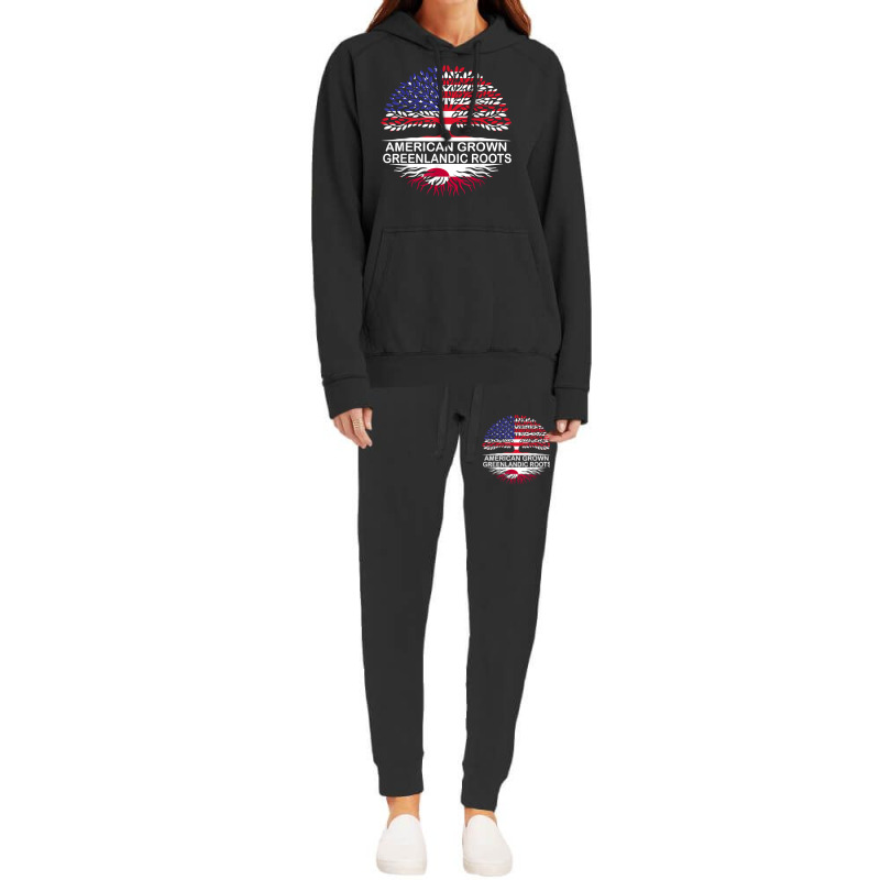 Usa & Greenland Flags Tee American Grown Greenlandic Roots T Shirt Hoodie & Jogger Set | Artistshot