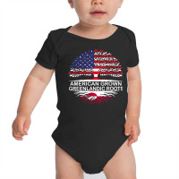 Usa & Greenland Flags Tee American Grown Greenlandic Roots T Shirt Baby Bodysuit | Artistshot