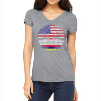 Usa & Mauritius Flags Tee American Grown Mauritian Roots T Shirt Women's V-neck T-shirt | Artistshot