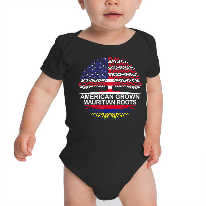 Usa & Mauritius Flags Tee American Grown Mauritian Roots T Shirt Baby Bodysuit by belenfinl | Artistshot