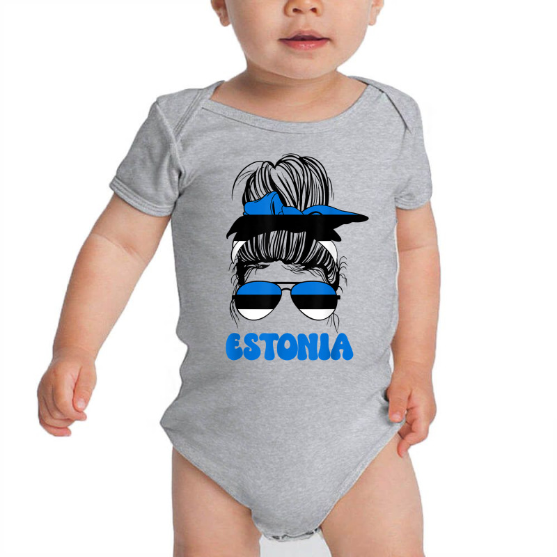 Estonian Women Messy Bun, Proud Estonia Flag For Girls T Shirt Baby Bodysuit | Artistshot