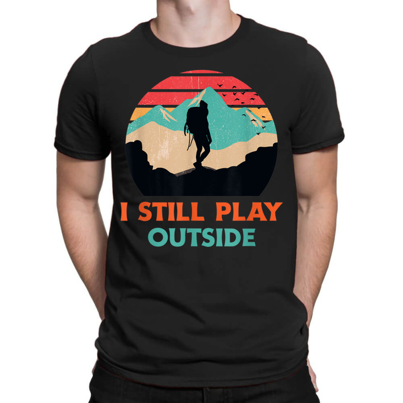 I Still Play Outside Hiking Retro Sunset Silhouette T-shirt | Artistshot