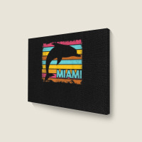 Miami Resident Vintage Dolphin Silhouette Souvenir Gift Landscape Canvas Print | Artistshot