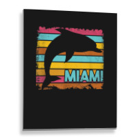 Miami Resident Vintage Dolphin Silhouette Souvenir Gift Metal Print Vertical | Artistshot