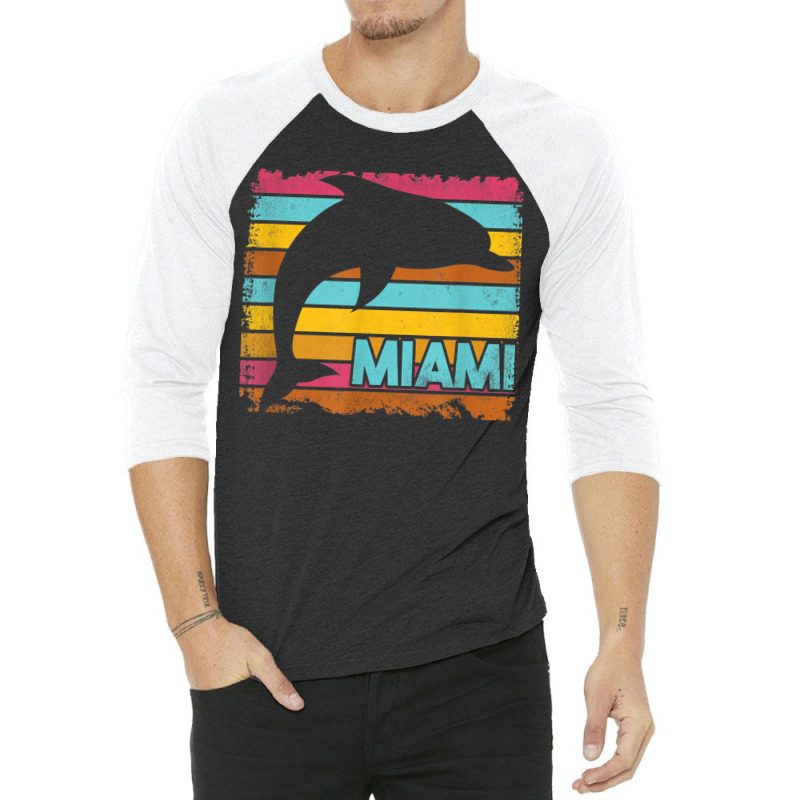 Miami Resident Vintage Dolphin Silhouette Souvenir Gift 3/4 Sleeve Shirt | Artistshot