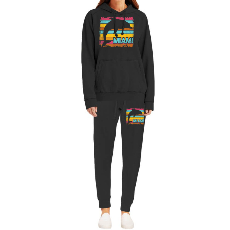 Miami Resident Vintage Dolphin Silhouette Souvenir Gift Hoodie & Jogger Set | Artistshot