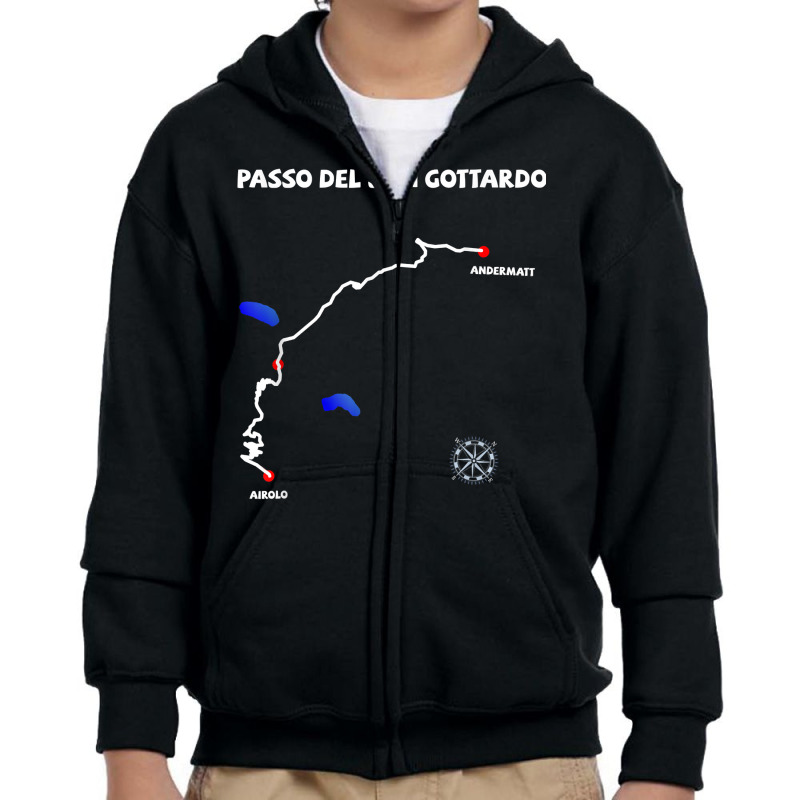 Gotthardpass Serpentine Switzerland Passo Del San Gottardo T Shirt Youth Zipper Hoodie | Artistshot