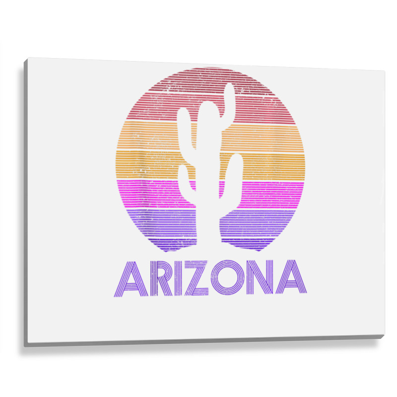 Arizona Vintage Retro Cactus Souvenir Metal Print Horizontal | Artistshot