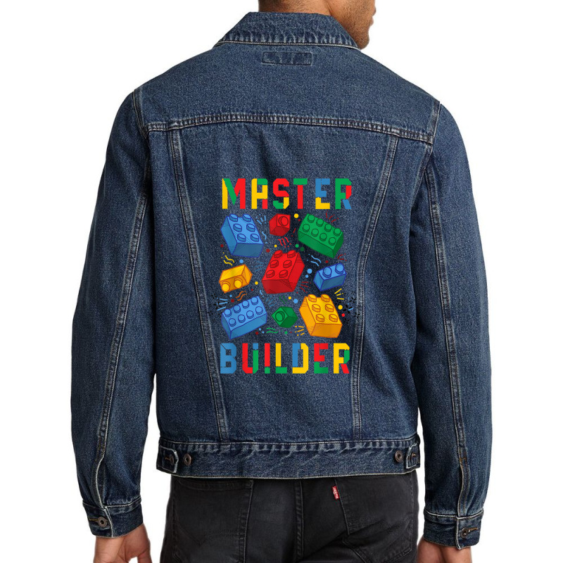 Brick Builder Funny Blocks Master Builder Men Denim Jacket | Artistshot