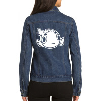 Minimal Puffer Fish Stylized Art For Bubblefish Fans Ladies Denim Jacket | Artistshot