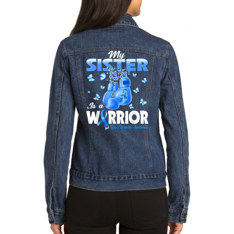 My Sister Is A Warrior Type 1 Diabetes Awareness Boxing T Shirt Ladies Denim Jacket by ormtbkluss | Artistshot