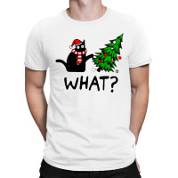 Black Cat What Christmas T-shirt | Artistshot