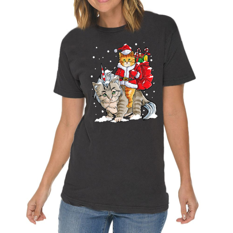 Black Cat Kitty Christmas Cat Christmas Gifts Santa Caticorn Unicorn Vintage T-Shirt by Evelyn D Adkins | Artistshot