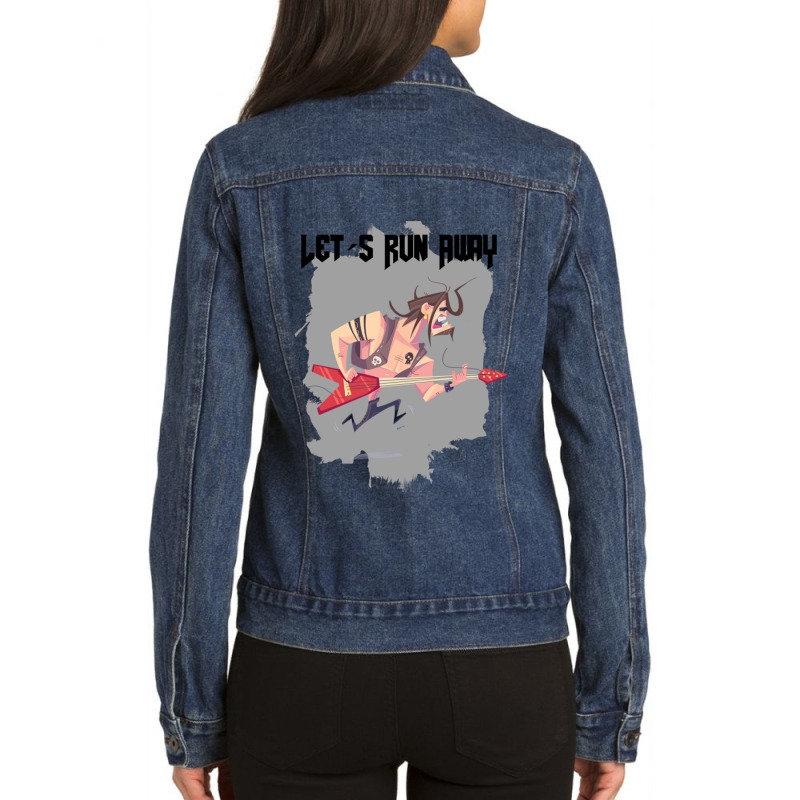 Let´s Run Away Old School Ladies Denim Jacket by apolitery | Artistshot