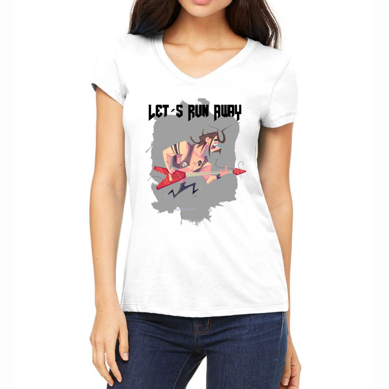 Let´s Run Away Old School Women's V-Neck T-Shirt by apolitery | Artistshot