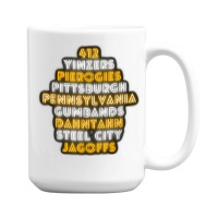 Pittsburgh 412 Jagoffs Yinzers Steel City Funny Retro 15 Oz Coffee Mug | Artistshot