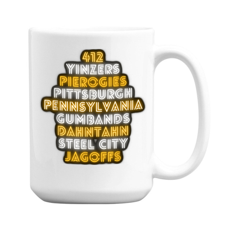 Pittsburgh 412 Jagoffs Yinzers Steel City Funny Retro 15 Oz Coffee Mug | Artistshot